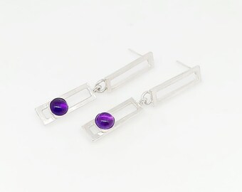 Magerit by Fedha - geometric sterling silver dangles set with amethyst