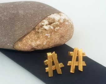 Cruces by Fedha - organic, hashtag-shaped sterling silver stud earrings - modern, contemporary, chic