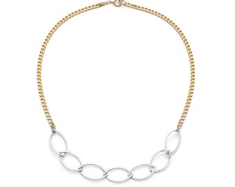 Reina by Fedha - elegant necklace combining 9ct gold and sterling silver, traditional with a twist