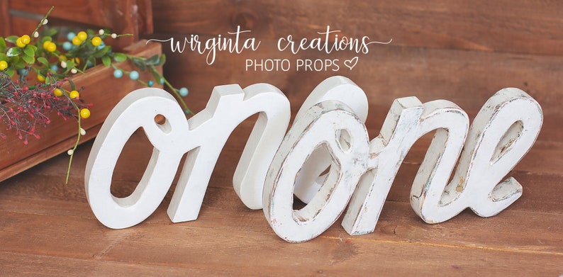 Baby 1st Birthday Decoration Free-standing.Cream gold.Ready to send Curved letters.Wooden.Cake Smash.One word Sign One Photography Props