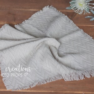 Large vintage textured layer, cover, blanket 60cm x 50cm. Light grey. Basket Layering Piece, Newborn, Sitter. Ready to send