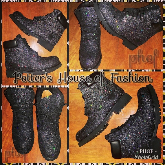 black glitter timberland boots