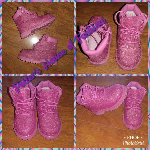 Baby/toddler girl pink custom glitter 