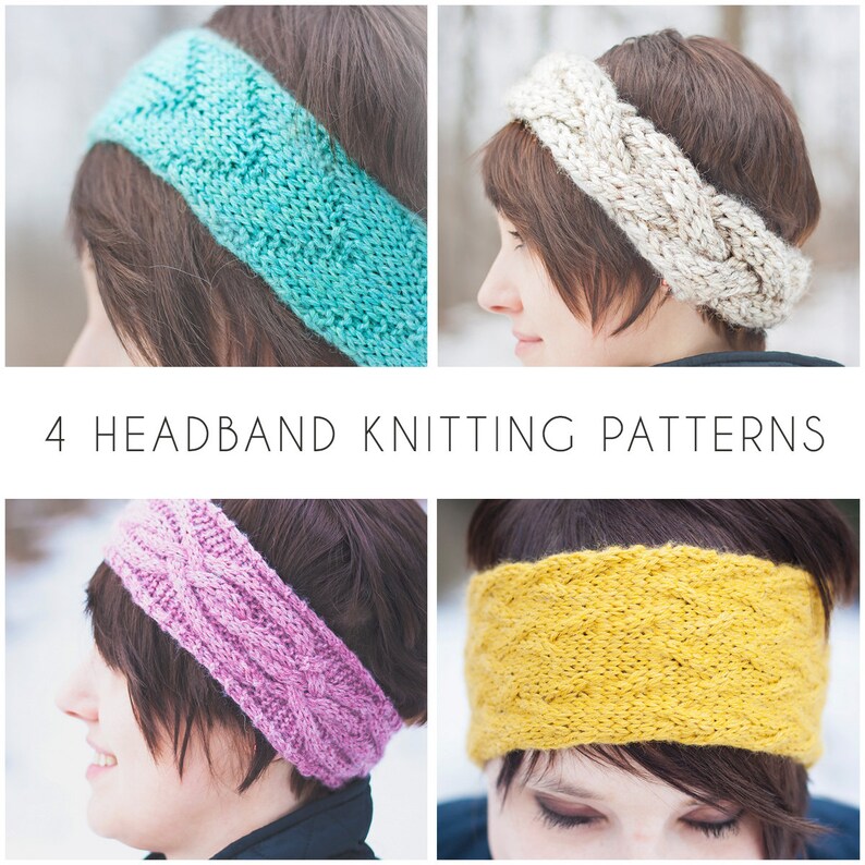 4 Headband Knitting Patterns Chunky and Worsted Cabled and Etsy