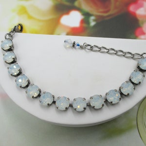 Crystal Bracelet, &quot;Oyster Opals,&quot; Cup chain bracelet, White crystal bracelet, Tennis bracelet, Summer or Winter Bracelet, Opal Bracelet