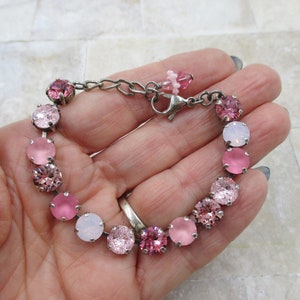 THAT&#39;S MY GIRL ~ 8mm Pink Crystal Bracelet, Feminine, Girly Colors, Pink Bracelet, For Young Girls, Teens and Mom