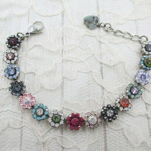 FAB FLORAL FANTASYEmbellished Floral Bracelet, Crystal Flower Bracelet, Designer Bracelet, Neutral Crystal Floral Bracelet image 2