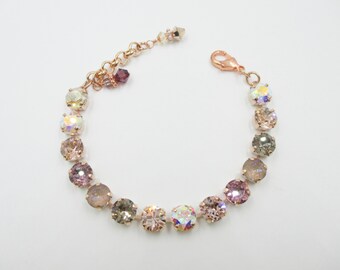 Glowing Horizon 8mm Sparkling Neutral Bracelet, Rose Gold Finish, Year 'Round Wear, Tons of Shimmer, Gold, Rose, AB