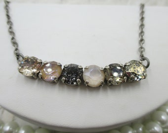 Neutral Bomb 8mm 6-Stone Genuine Crystal Necklace, Neutral Colored Necklace, All Season Necklace, 8mm Crystal Necklace