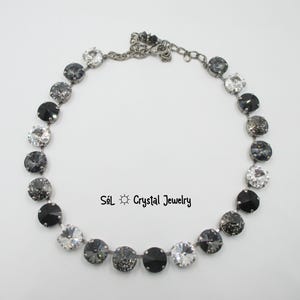 MIDNIGHT RUN 12mm Black and Clear Necklace, Black Crystal Necklace, Classic Colors, Glamour Necklace, So Wearable