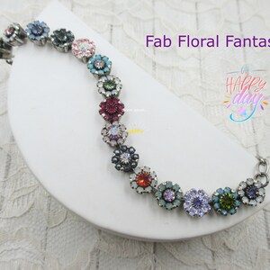 FAB FLORAL FANTASYEmbellished Floral Bracelet, Crystal Flower Bracelet, Designer Bracelet, Neutral Crystal Floral Bracelet image 7