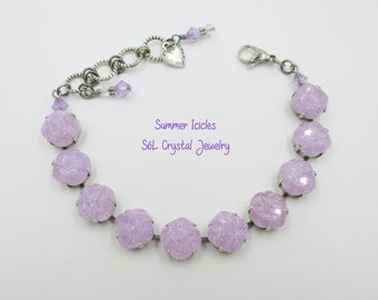 SUMMER ICICLES 12mm Square Cushion Cut Violet Ice Bracelet, Tons of Sparkle, Violet Crystal Bracelet, Purple Crystal Bracelet, Item no. 1290