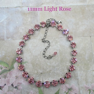 SALE! TIMELESS ELEGANCE ~ 11mm Chaton Necklace, Light Rose Genuine Crystals, Pink Crystal Necklace, Limited Edition, Glamorous Cut