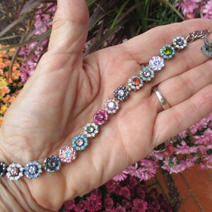 FAB FLORAL FANTASYEmbellished Floral Bracelet, Crystal Flower Bracelet, Designer Bracelet, Neutral Crystal Floral Bracelet image 1