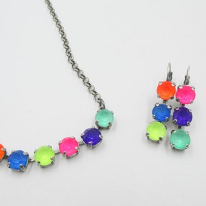 NEON LACQUER EFFECT Earrings 8mm Bright, Colorful Crystals to match Necklace and Bracelets listed separately, Neon Earrings image 4