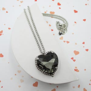 Blackbeard&#39;s Muse ~ Large Black Crystal Heart Pendant Necklace, Powerful Impact, Large Crystal Heart Necklace, 28mm Crystal Heart