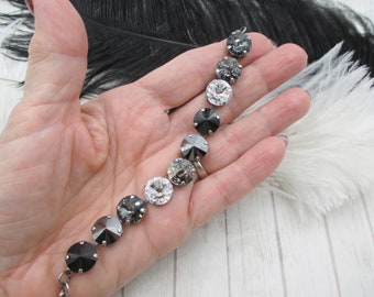 Black, Grey, Clear 12mm Necklace, Must-Have Colors, Classic Colors, Black Crystal Bracelet, Wear with Everything