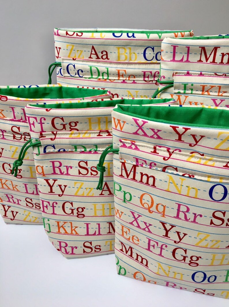 Alphabet Tiles Drawstring Toy Storage Bag Game Letters Sack Etsy
