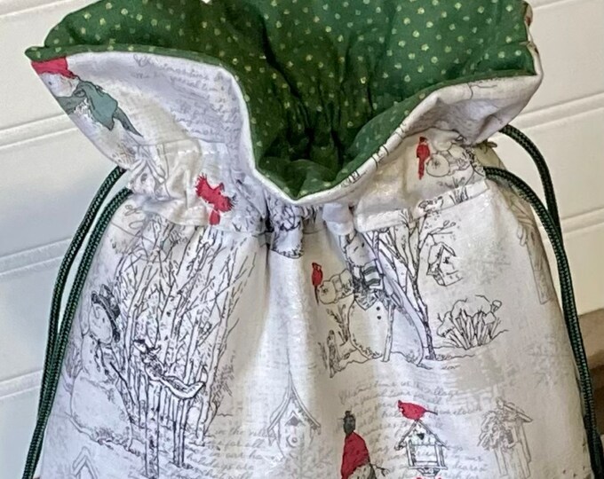 Reusable Fabric Christmas Gift Wrap Bag in Vintage Snowman Print, Zero