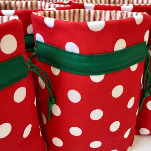Fabric Christmas Gift Bag, Secret Santa, Hanukkah Gift, Cloth Christmas Gift Bag, Teachers Gift, Christmas Hostess Gift Bag, Coworker Gift image 5