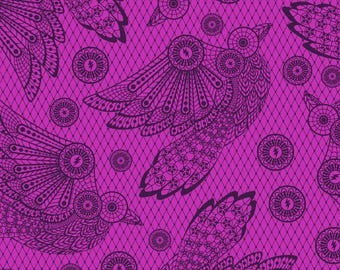 Tula Pink Nightshade Deja Vu Raven Lace in Oleander (Quarter Yards)
