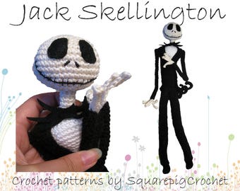 Patron au crochet Jack Skellington, 40 cm de long, idéal pour Halloween et Noël !