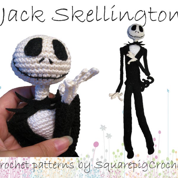 Patron au crochet Jack Skellington, 40 cm de long, idéal pour Halloween et Noël !