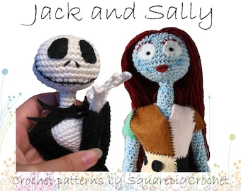 Jack and Sally crochet patterns about 16''