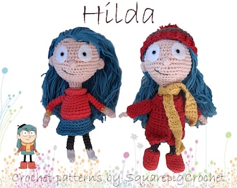Hilda crochet dress up doll amigurumi, digital PDF pattern