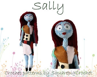 Sally crochet pattern 14'' inch, ready for halloween and chrismas!