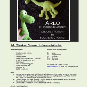 Arlo the good dinosaur crochet pattern 20 inch tall image 5