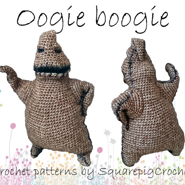 Oogie Boogie (cauchemar avant Noël) Patron au crochet, 30 cm de long, idéal pour Halloween et Noël !