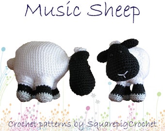 Sheep crochet pattern with a musicbox inside! Plays a cute little song when you pull his tail.