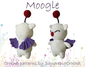 Moogle crochet pattern. This cute Moogle from FF14 is not hard to make and still adorable!