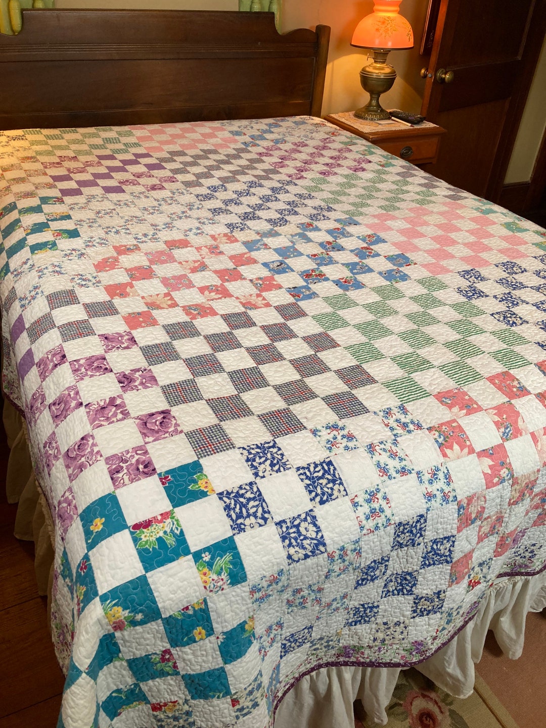 Vintage Quilt Top Newly Machine Quilted Etsy