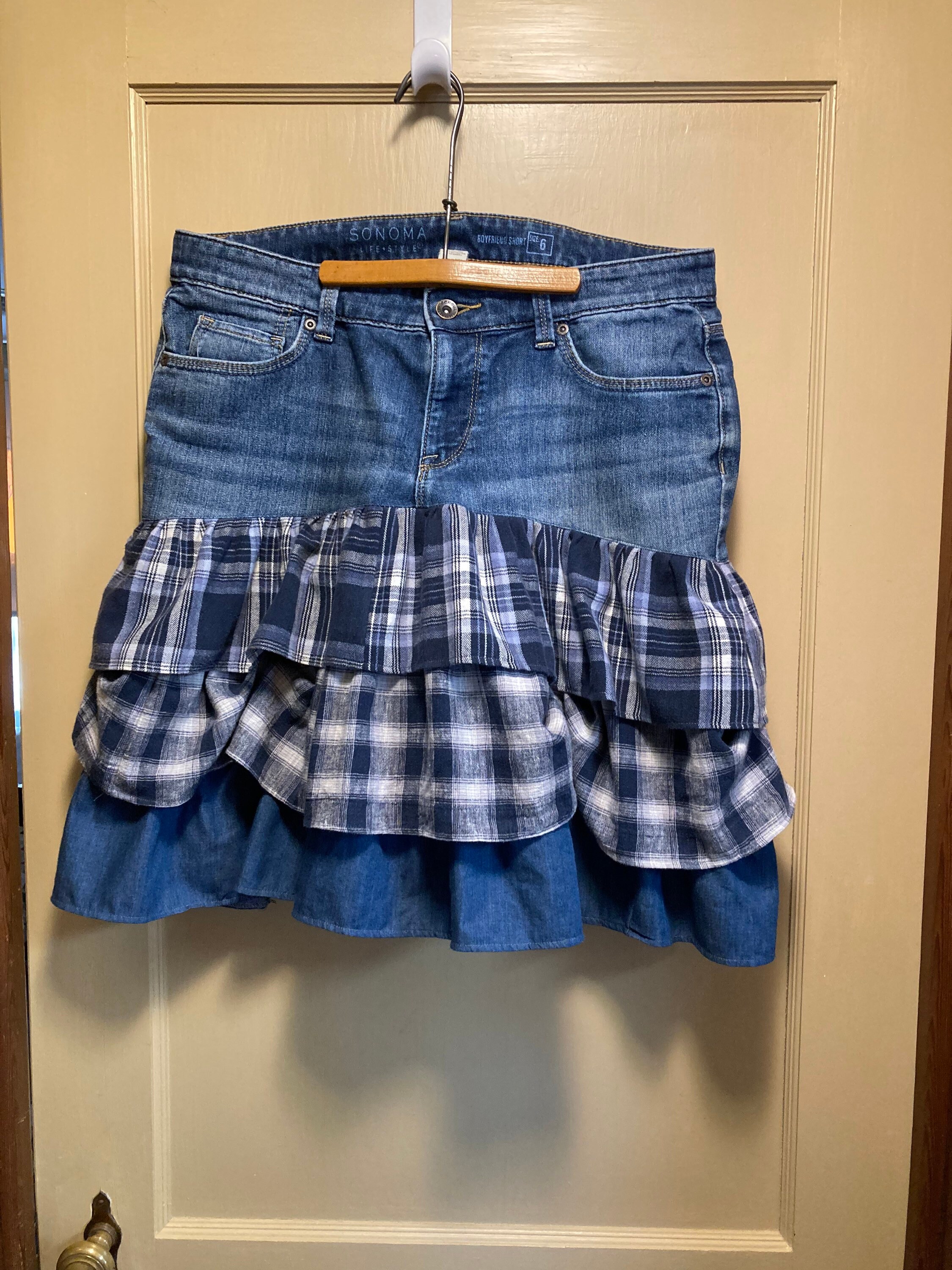 Ruffled Denim Skirt Etsy