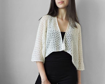 Fall Wedding Bolero, Hand Knit Bolero Top, Bridal Knit Stole, Wedding Shrug, Crop Cardigan, Bridesmaid Cover Up, Bridal Knitted Jacket, Boho