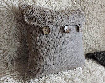 Throw Pillow Cover, Sweater Pillow Case, Hand Knitted Cushion Cover, Sofa Decorative Pillow, Chunky Knit Pillow, Cozy Sham Pillow, Gift