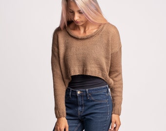 Mohair Crop Top, Hand Knitted Wool Top, Cropped Knit Blouse, Plus Size Knit Sweater, Wool Crop Knit Sweater, Cozy Knit Sweater, Short Top