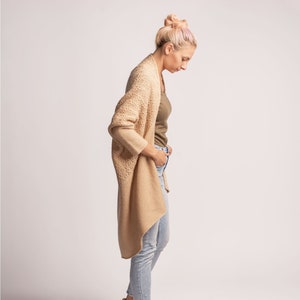 Women Wool Knit Cardigan, Chunky Knit Jacket, Duster Knit Cardigan, Plus Size Knitwear, Open Slouchy Cardigan, Loose Knit Leisure Wear, Fall