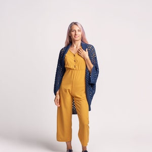 Cocoon Oversized Cardigan, Summer Cotton Plus Size Knitwear, Denim Blue Knit Cardigan, Light Knit Cardigan, Scandinavian Knit, Boho Knit 2XL