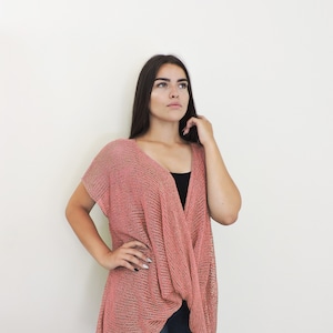 Túnica de punto para mujer, camiseta de tirantes de punto bohemia, top de algodón orgánico, suéter de punto de verano, top de manga corta, top de punto holgado, camiseta de punto playera