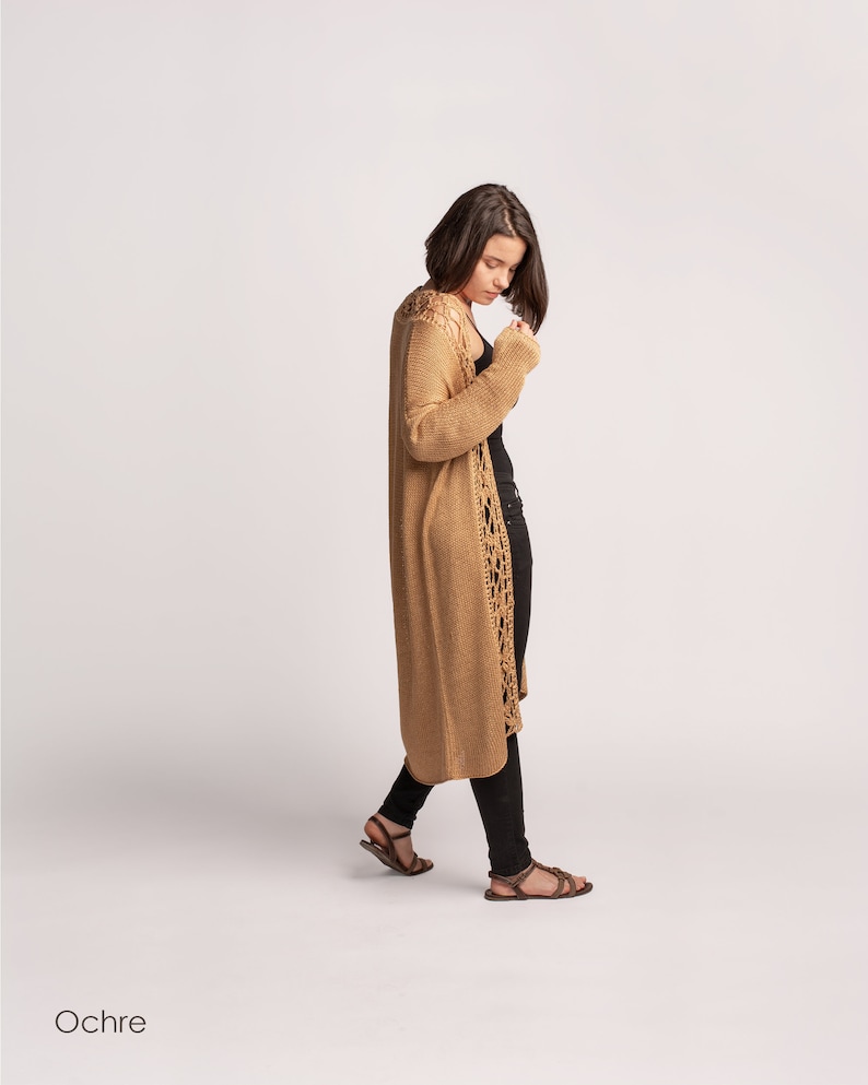Duster Cardigan Cotton Knit Coat Maxi 