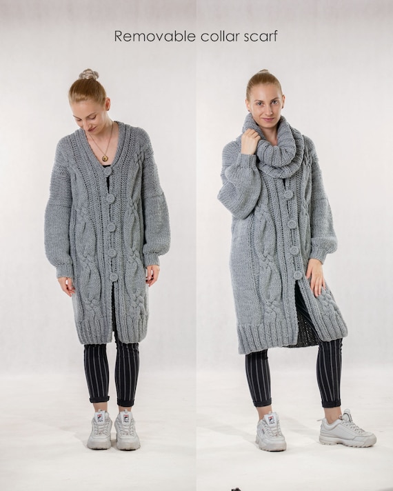 Long Sweater Coat, Hand Knitted Duster Coat, Oversized Women Coat  
