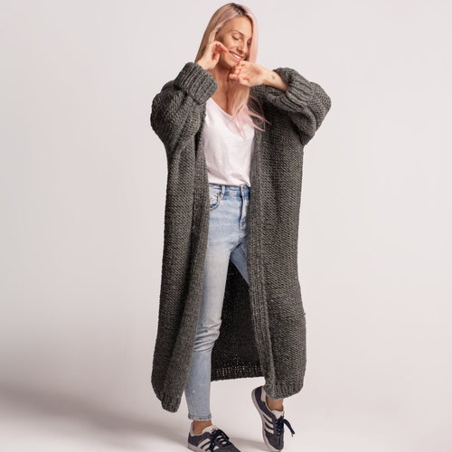 Ankle Length Cardigan Soft Wool Knit Coat Extra Long - Etsy