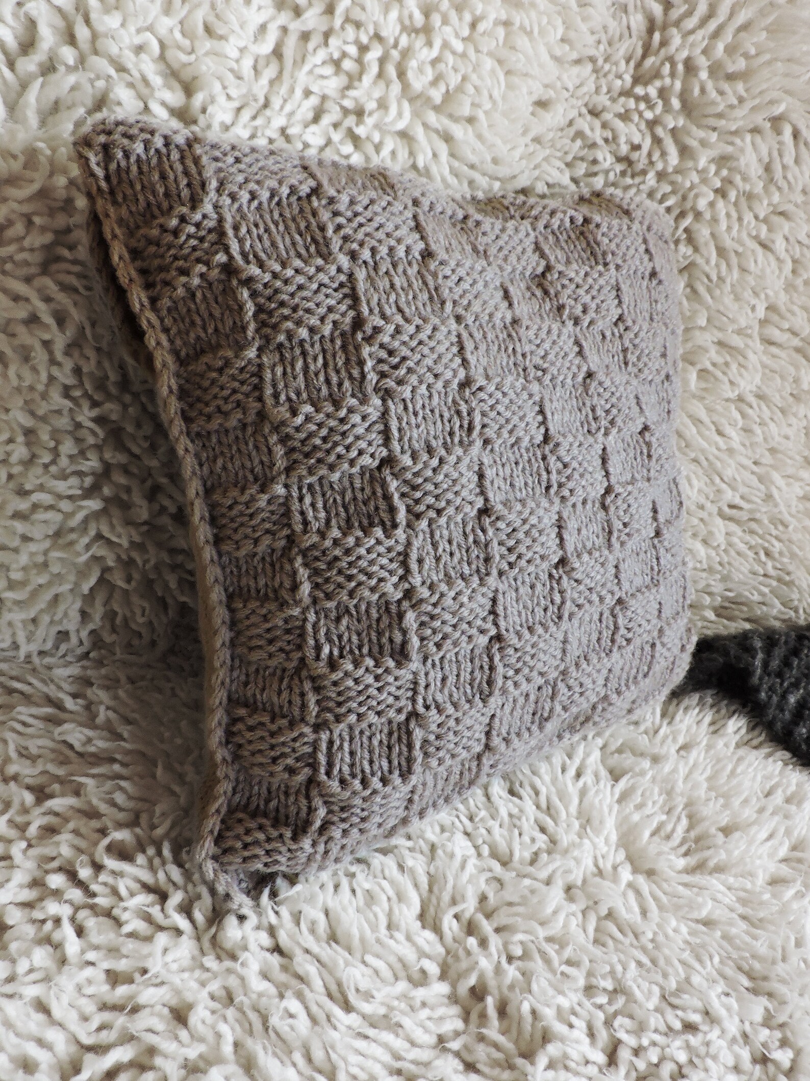 Hand knitted throw pillow case Knit chunky pillow cover Beige Etsy