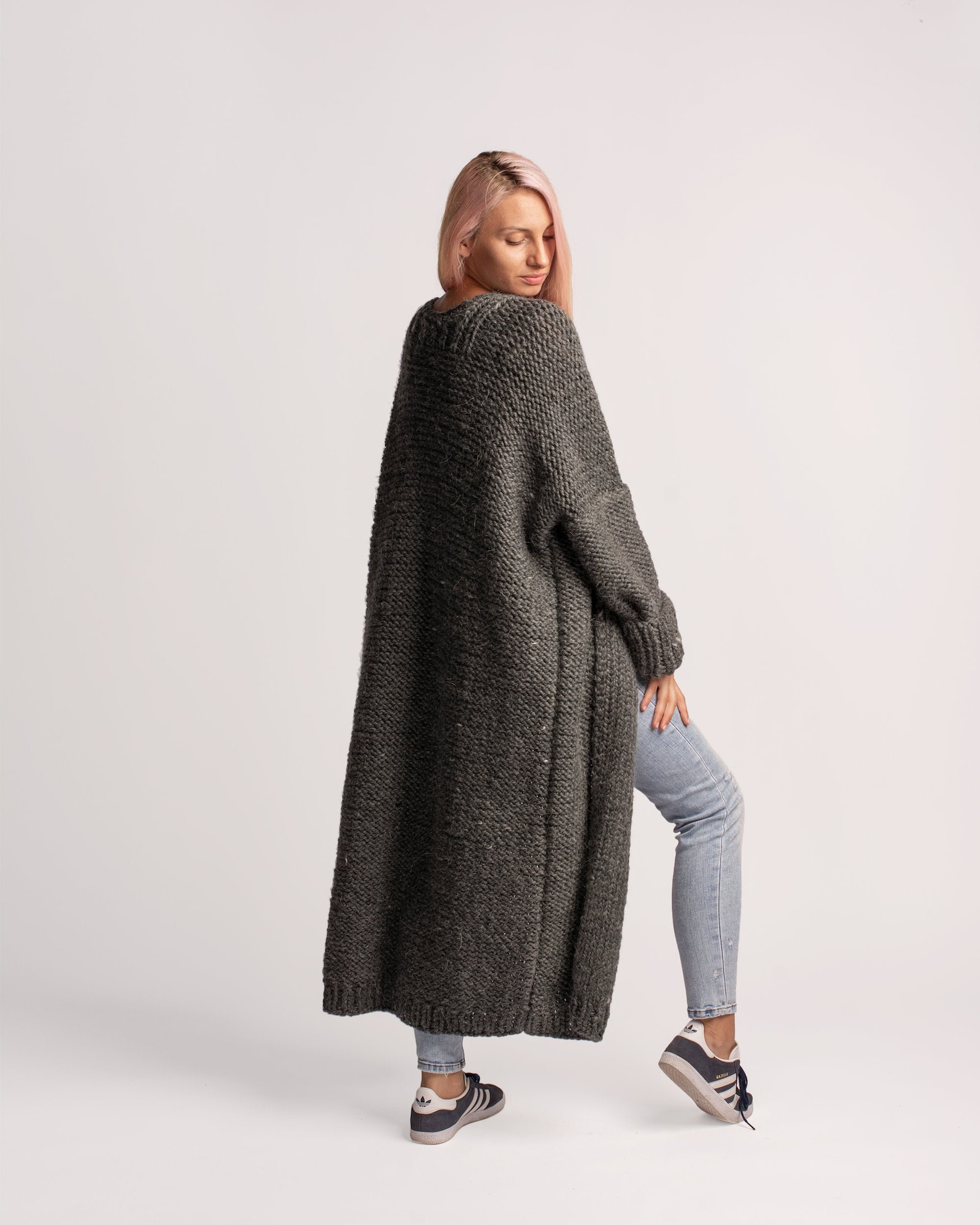 Soft ankle length sweater / Oversized hand knitted womens Etsy