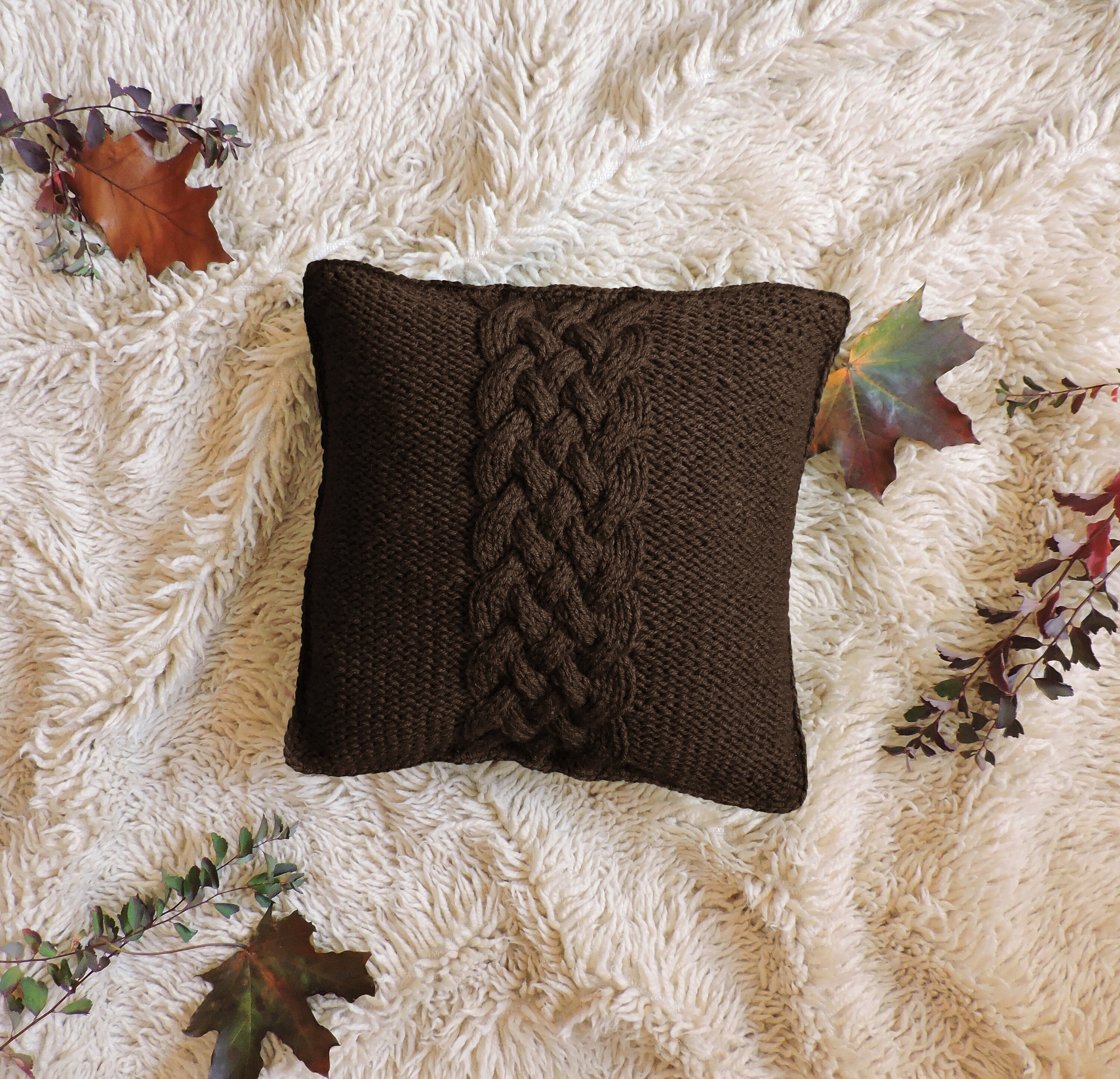 Knit Pillow Cushion Hand Knitted Throw Pillow Chunky Pillow Cover Black Cable Knit Cushion Case Decorative Couch Handmade Rustic Home Decor Etsy Canada