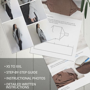 Puede incluir: Un patr&oacute;n de crochet para un c&aacute;rdigan con instrucciones paso a paso, fotos e instrucciones escritas detalladas. El patr&oacute;n incluye las tallas XS a XXL.