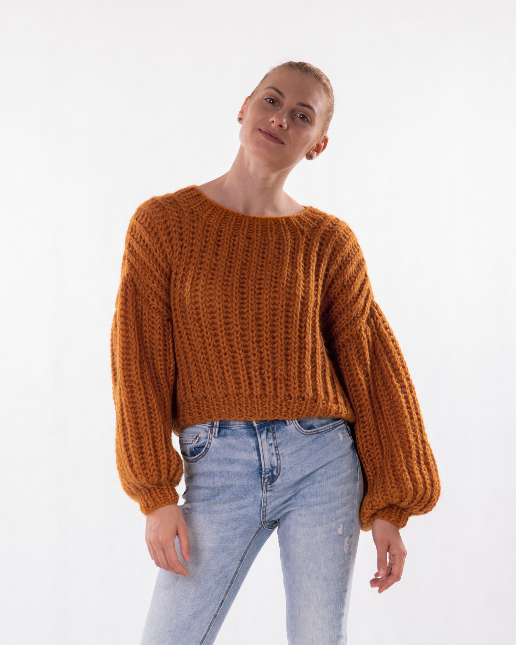 URU(ウル)/CREW NECK KNIT/CHARCOAL×ORANGE Geo Links Crew – Billy Reid